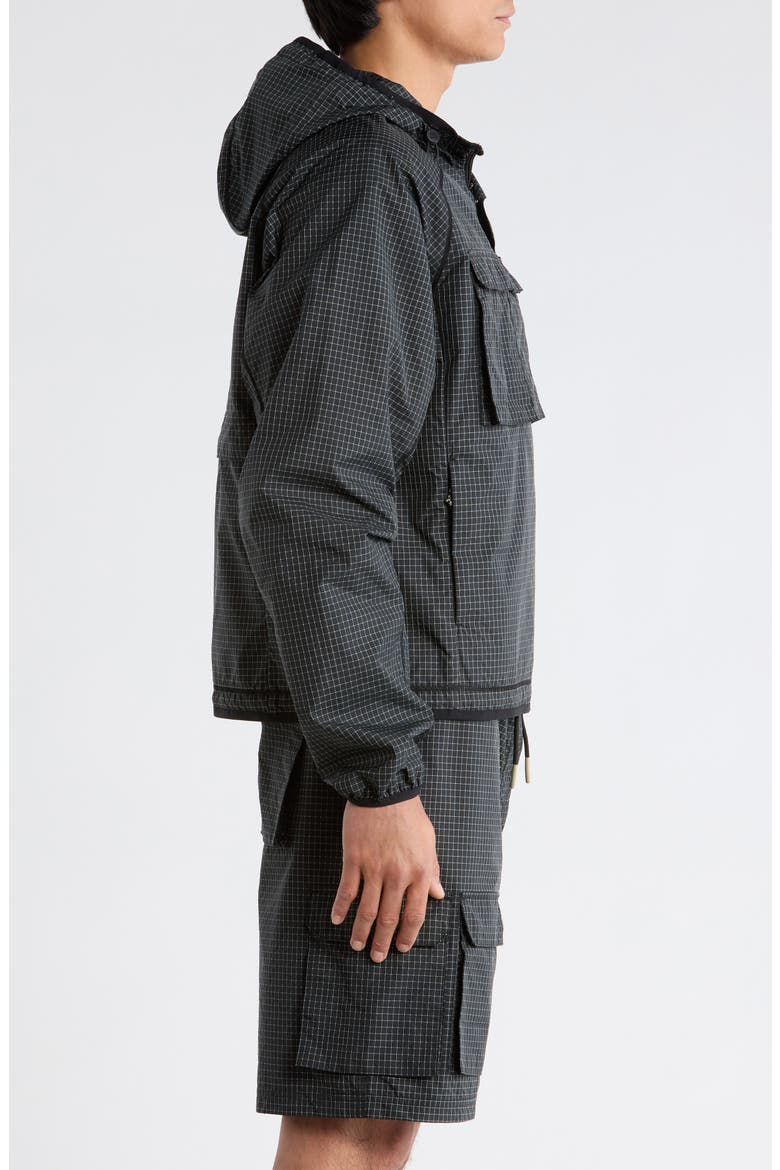 Tahoe Water Repellent Nylon Ripstop Hooded Anorak, Alternate, color, BLACK