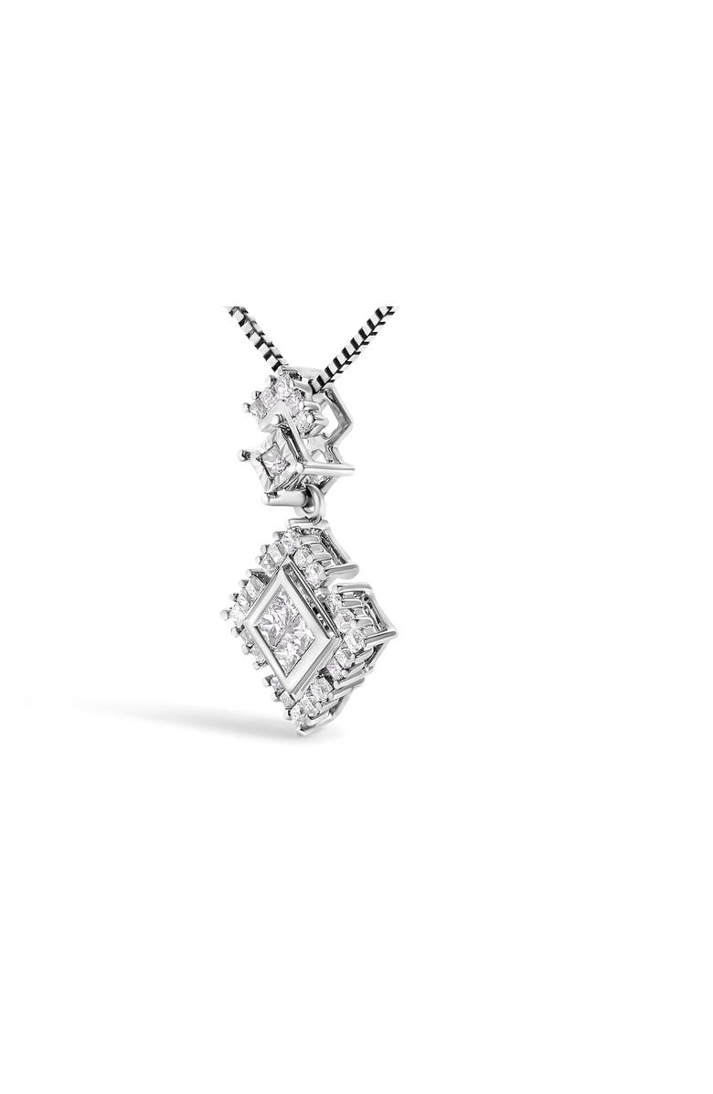 Haus of Brilliance 10K White Gold 1/2 Cttw Princess Cut Rhombus Drop Pendant Necklace, Alternate, color, White Gold