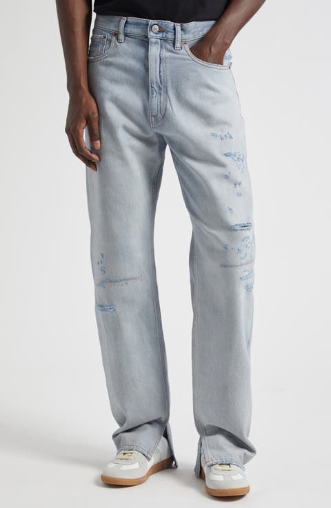 Distressed Straight Leg Jeans