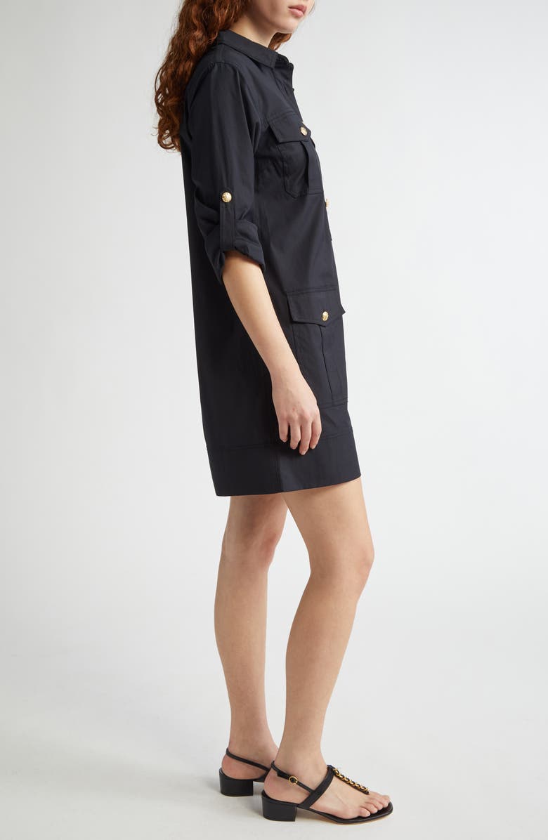 Veronica Beard Saude Long Sleeve Stretch Cotton Dress, Alternate, color, Black