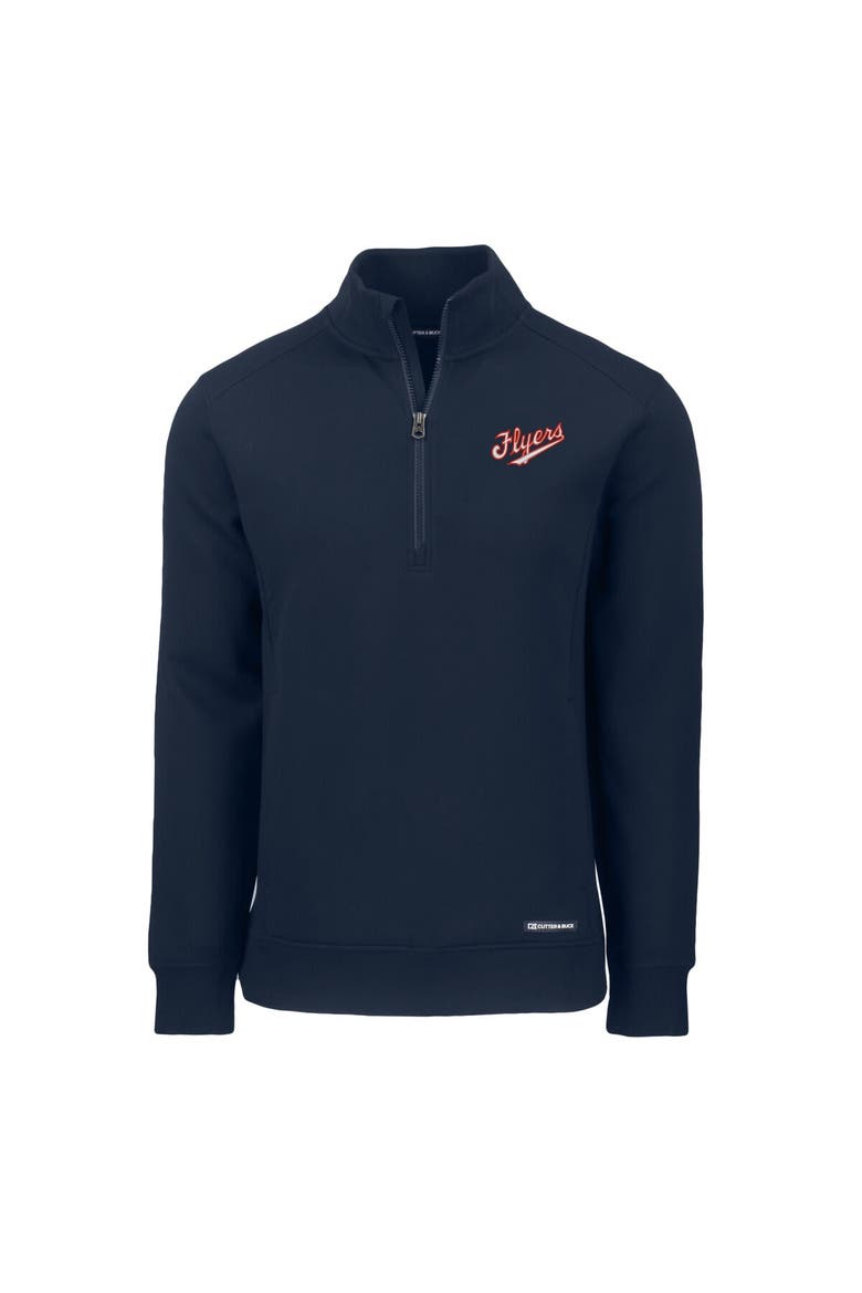 Men's Cutter & Buck  Navy Dayton Flyers Roam Eco Recycled Quarter-Zip Sweatshirt, Alternate, color, Navy
