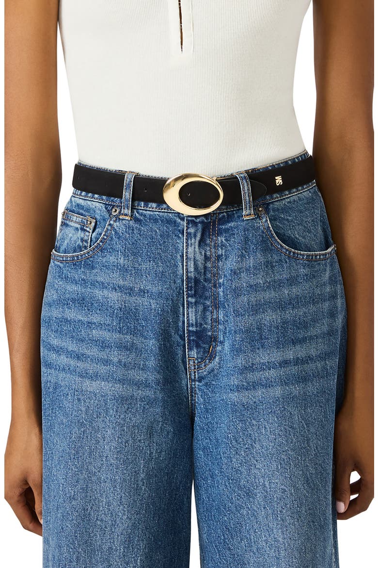 Faux Suede Organic Buckle Belt, Alternate, color, BLACK