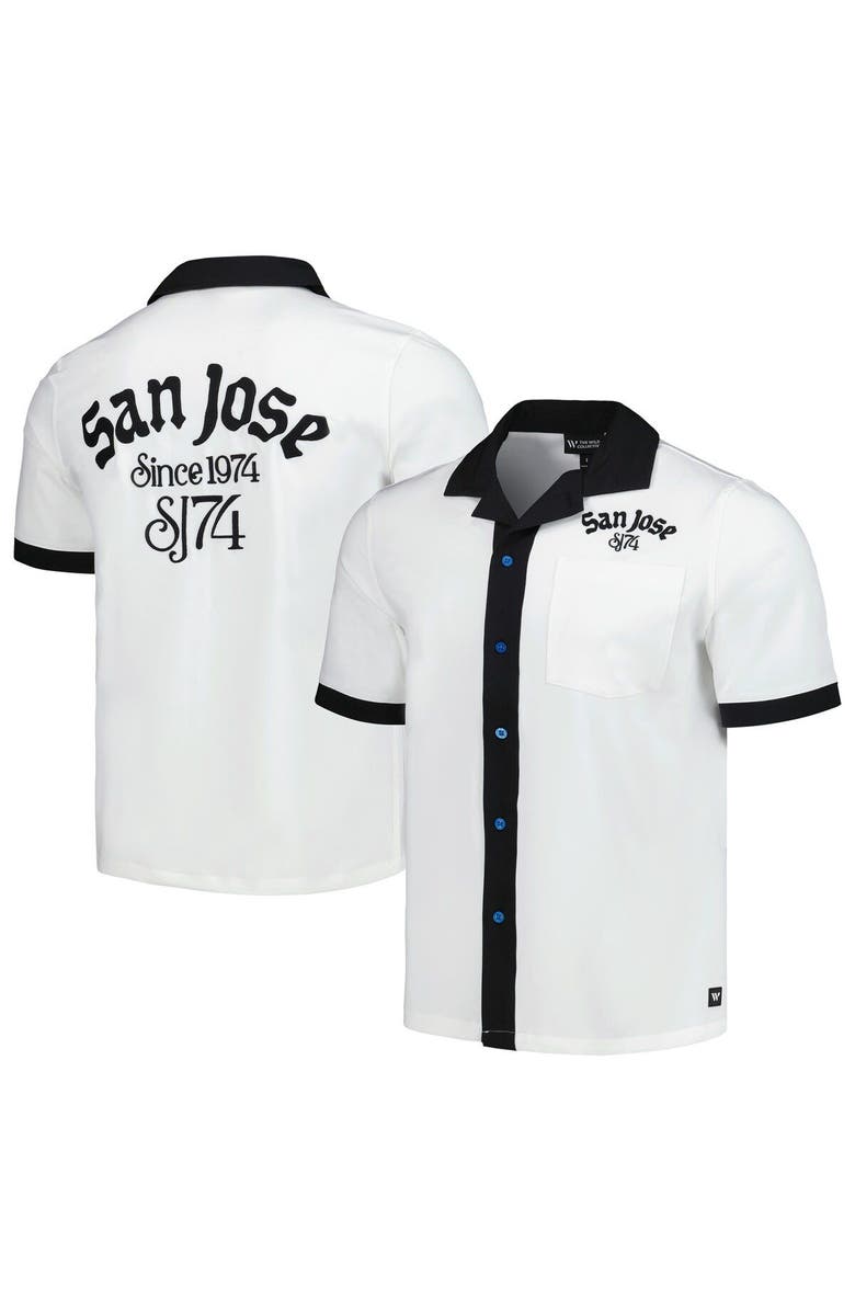 THE WILD COLLECTIVE Men's The Wild Collective  White San Jose Earthquakes Bowler Button-Up Shirt, Main, color, White