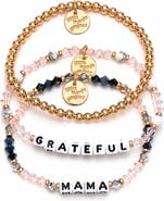 Little Words Project Grateful & Mama Set of 3 Beaded Bracelets