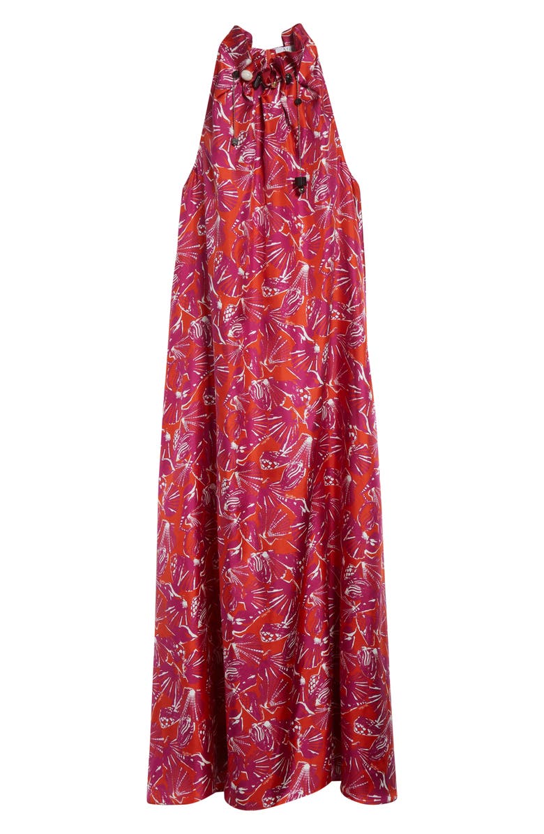 Max Mara Print Silk Twill Maxi Dress, Alternate, color, Coral