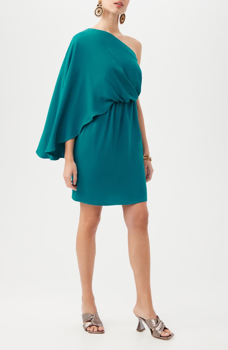 Trina Turk Amal One-Shoulder Blouson Sheath Dress, Alternate, color, Bahia Blue
