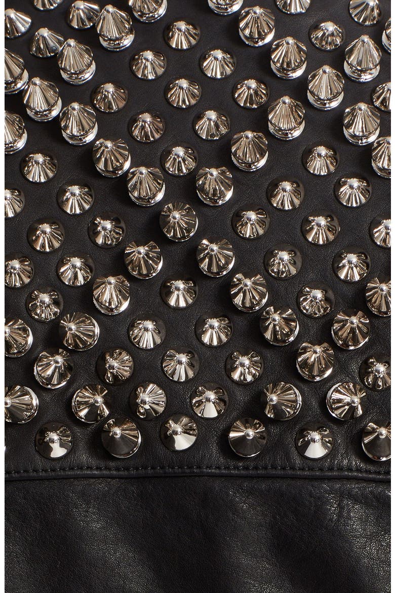 'Blickling' Studded Calfskin Leather Moto Jacket, Alternate, color, BLACK