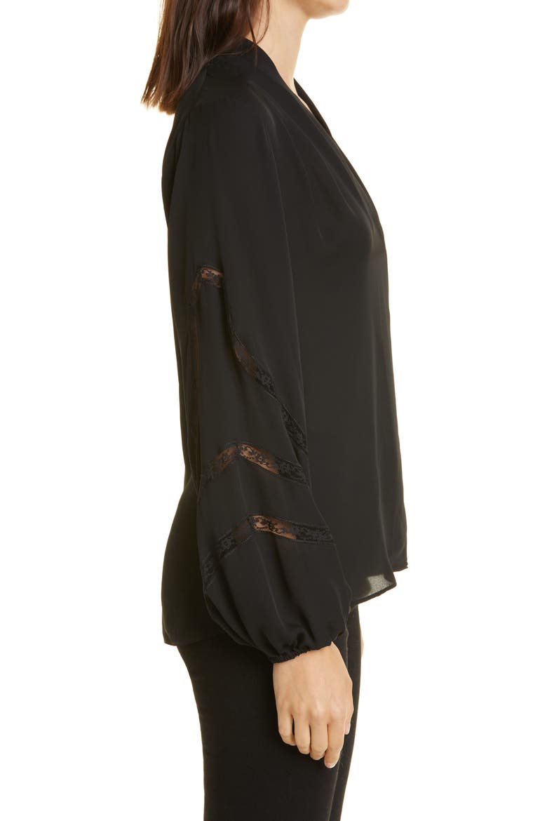 Lala Silk Blouse, Alternate, color, BLACK