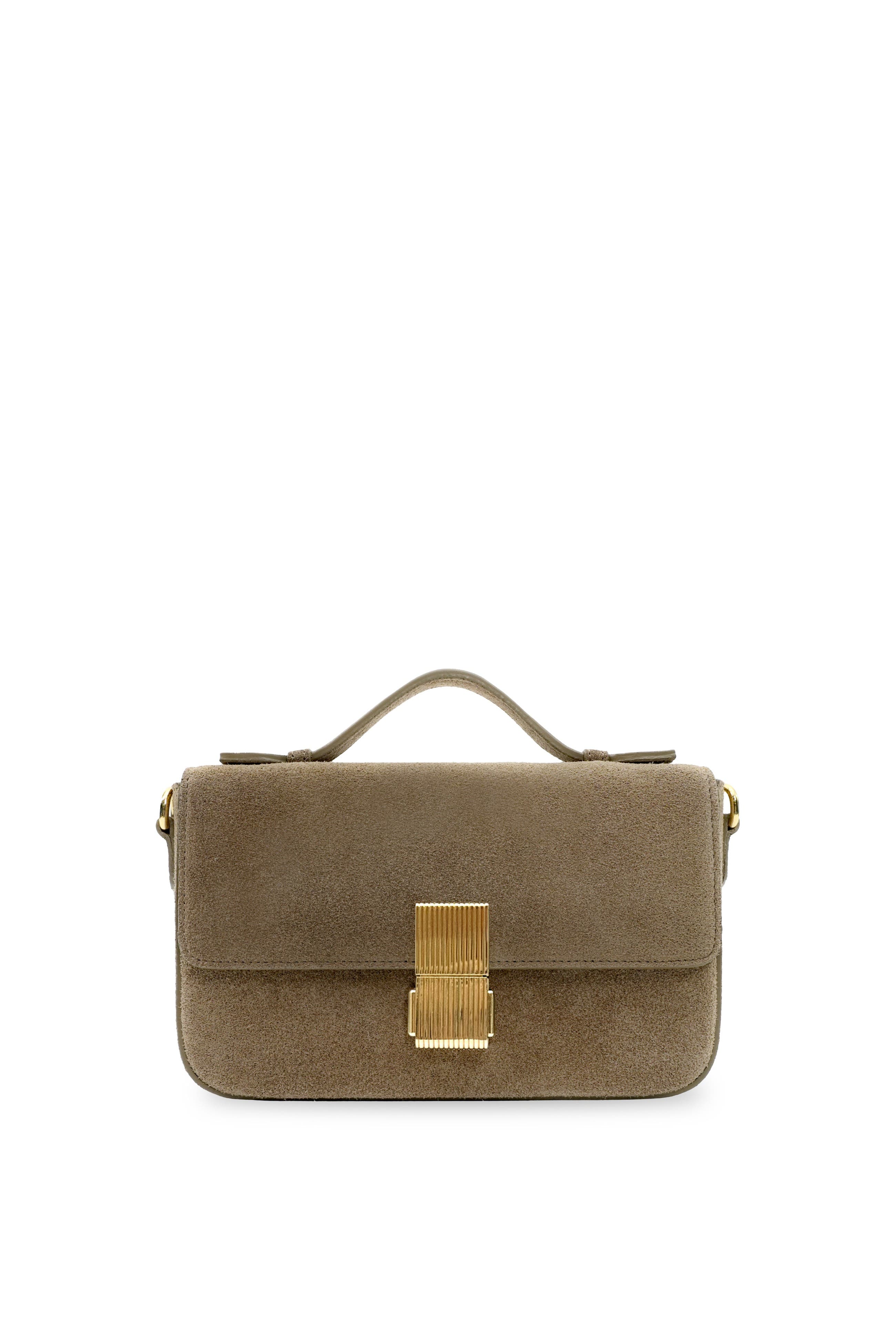 The Flora Top Handle Suede Bag, Main, color, Mink