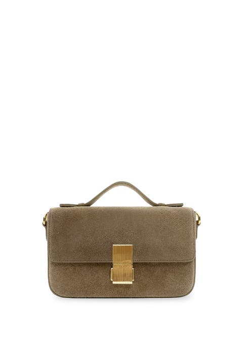 The Flora Top Handle Suede Bag
