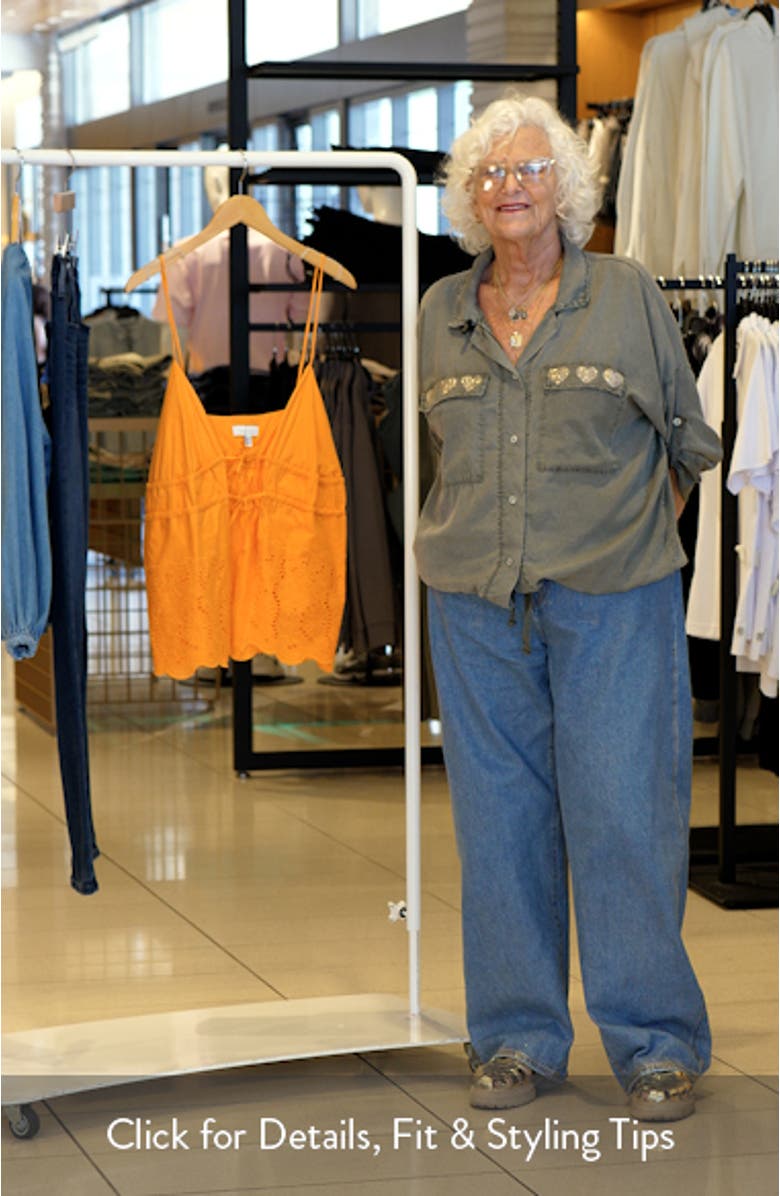 Embroidered Eyelet Tie Front Cotton Camisole, sales video thumbnail