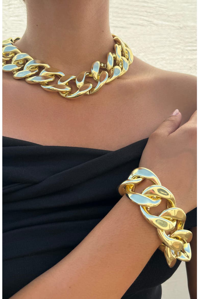 Lightweight Chunky Chain Bracelet, Alternate, color, GOLD