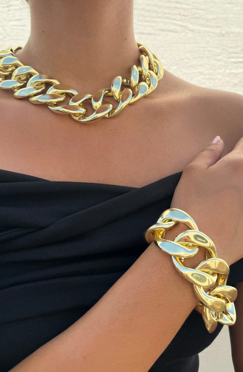 Adornia Lightweight Chunky Chain Bracelet, Alternate, color, Gold