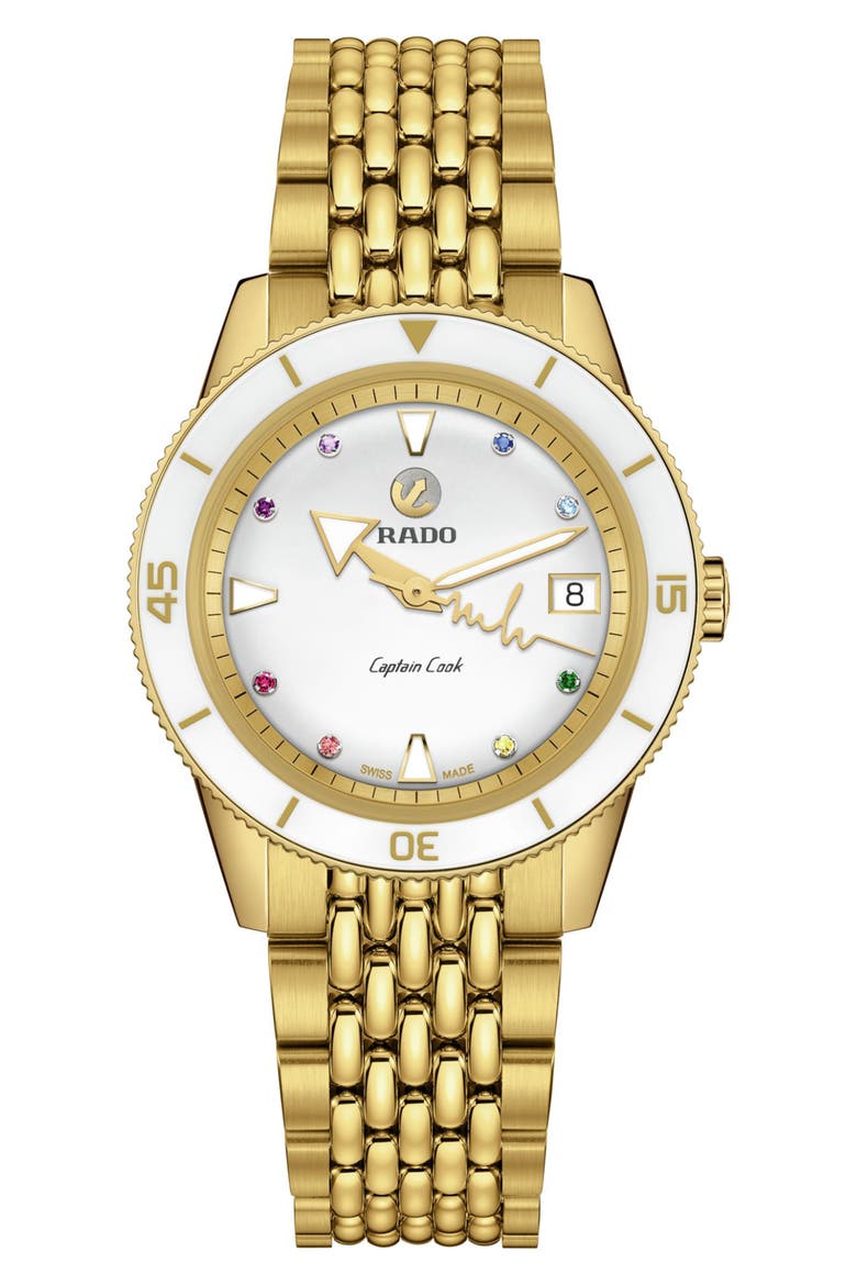 Captain Cook x Marina Hoermanseder Automatic Watch, 37mm, Alternate, color, WHITE