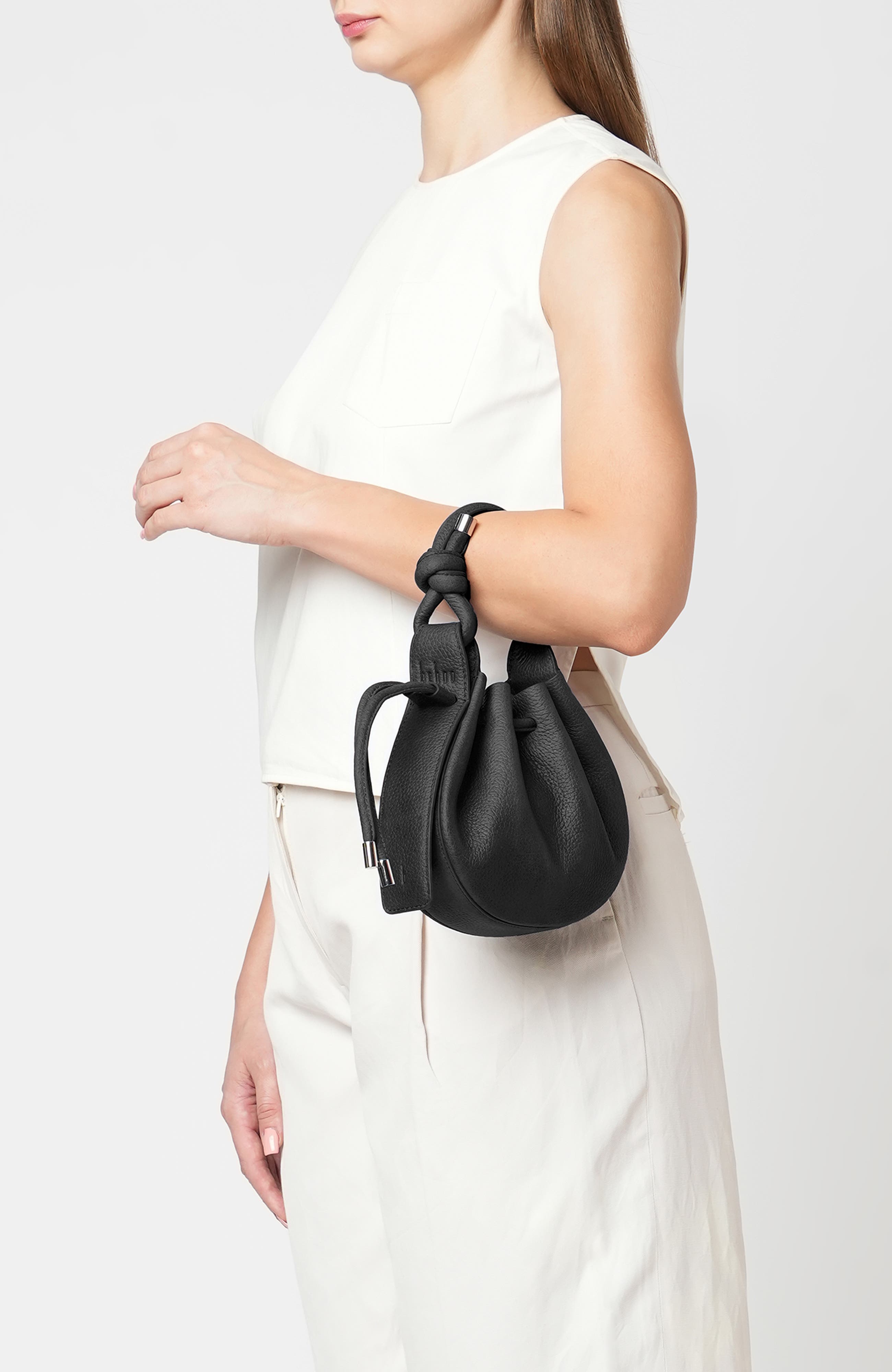 behno Mini Ina Pebble Leather Crossbody Bag, Alternate, color, Black