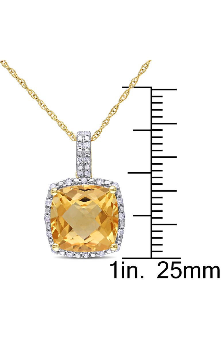 Julianna B. Gemstone 
Diamond Cushion Halo Necklace 10K, Alternate, color, Citrine
