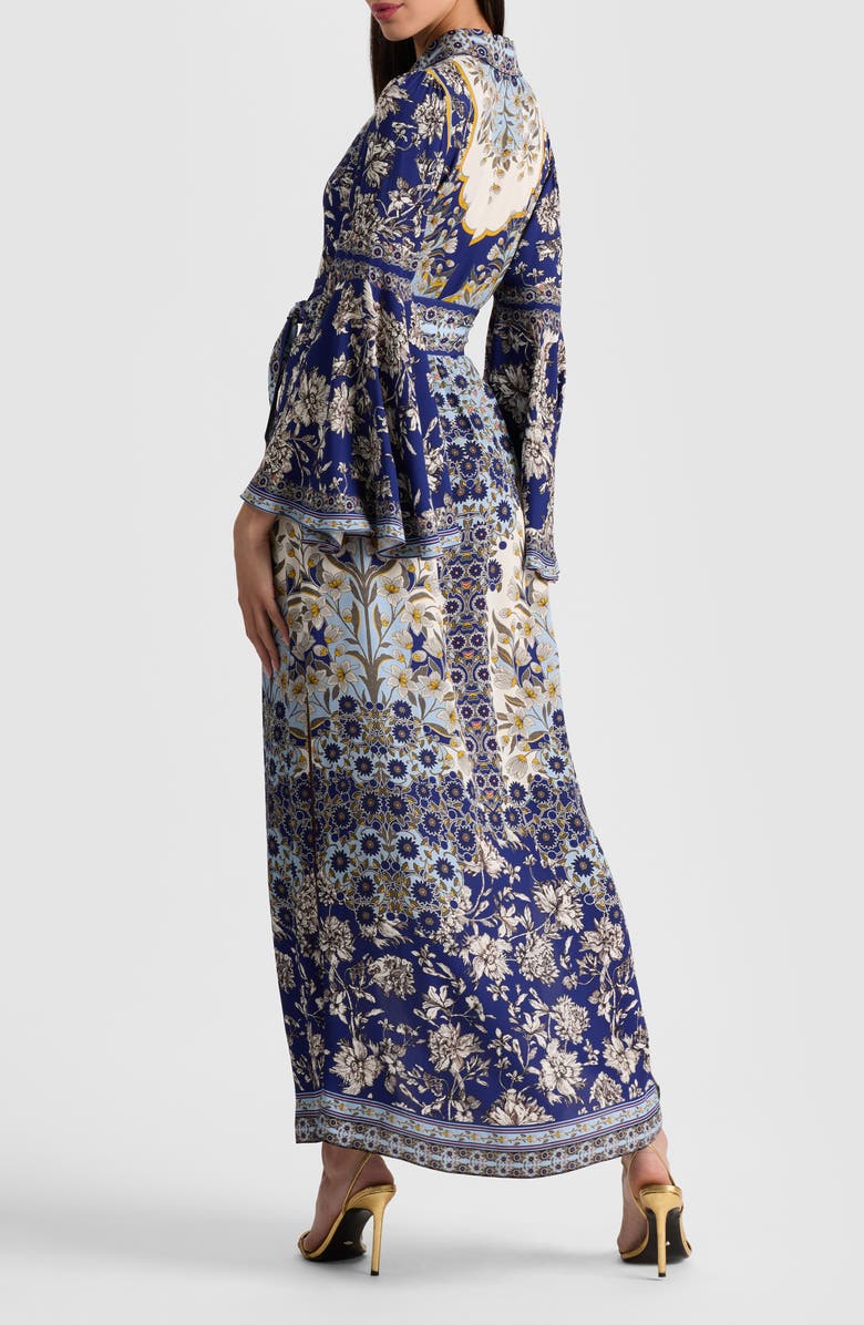 Alice + Olivia Chassidy Mixed Tapestry Print Long Sleeve Maxi Shirtdress, Alternate, color, 