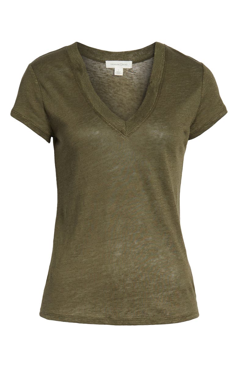 Treasure & Bond Cap Sleeve V-Neck Linen Tee, Alternate, color, 