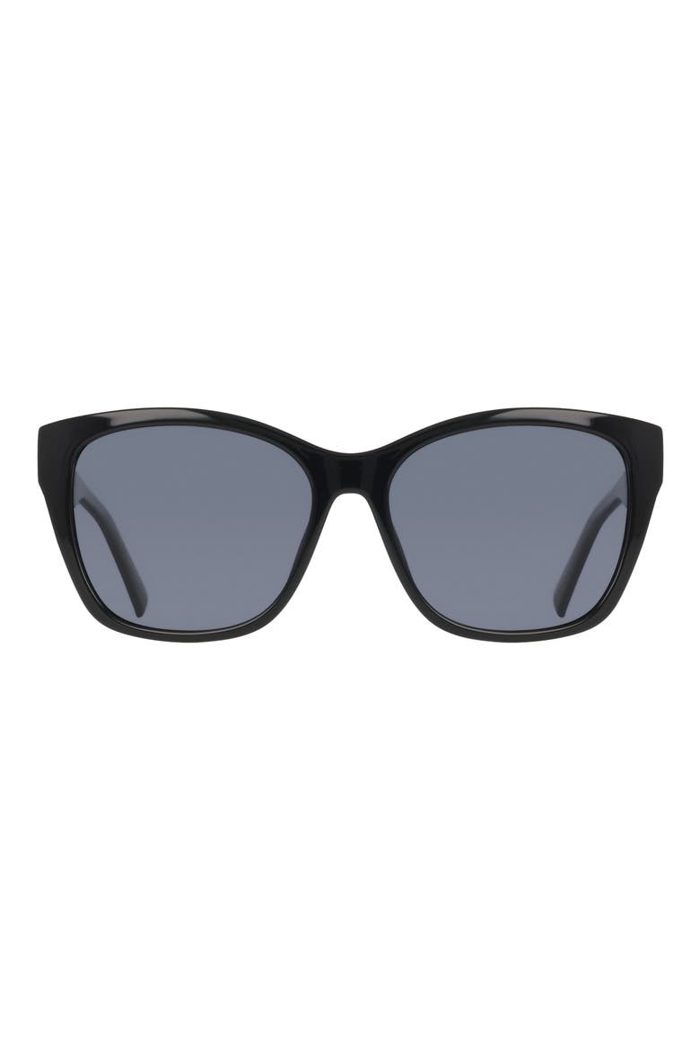 57mm Modified Square Sunglasses, Main, color, BLACK