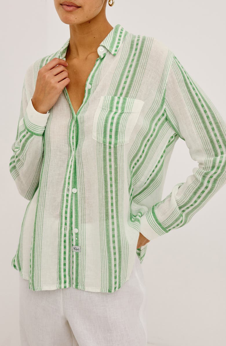 Rails Charli Stripe Linen Blend Button-Up Shirt, Alternate, color, Margarita Stripe