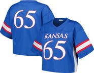 Established & Co. Women's Established & Co. #65 Royal Kansas Jayhawks Fashion Boxy Cropped Football Jersey