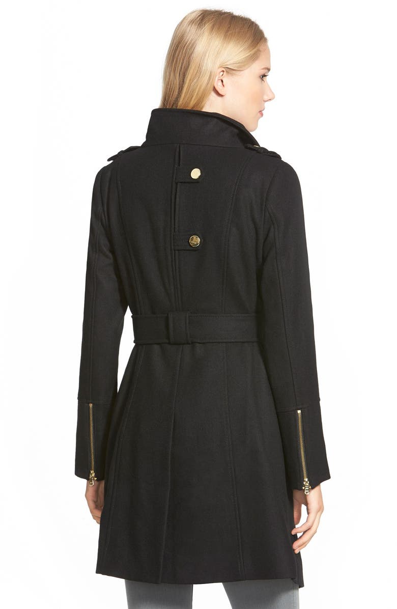 GUESS Belted Asymmetrical Wool Blend Trench Coat, Alternate, color,