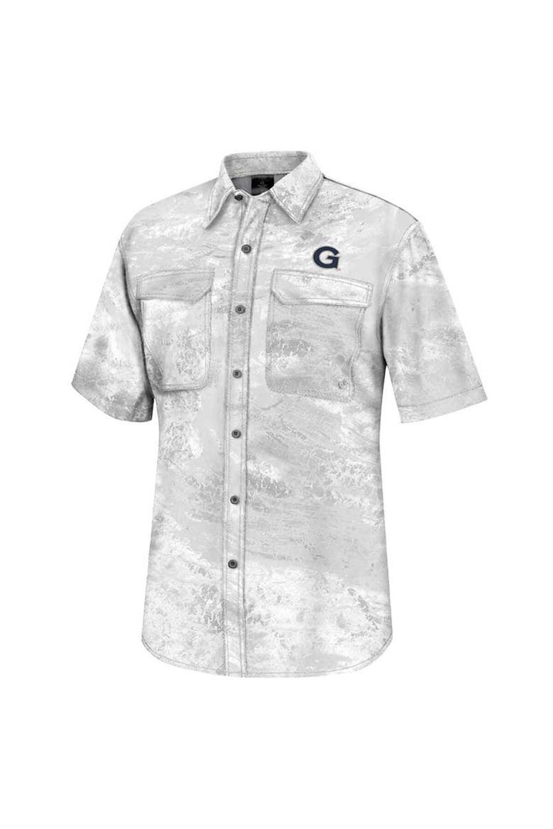 Men's Colosseum  White Georgetown Hoyas Realtree Aspect Charter Full-Button Fishing Shirt, Alternate, color, White