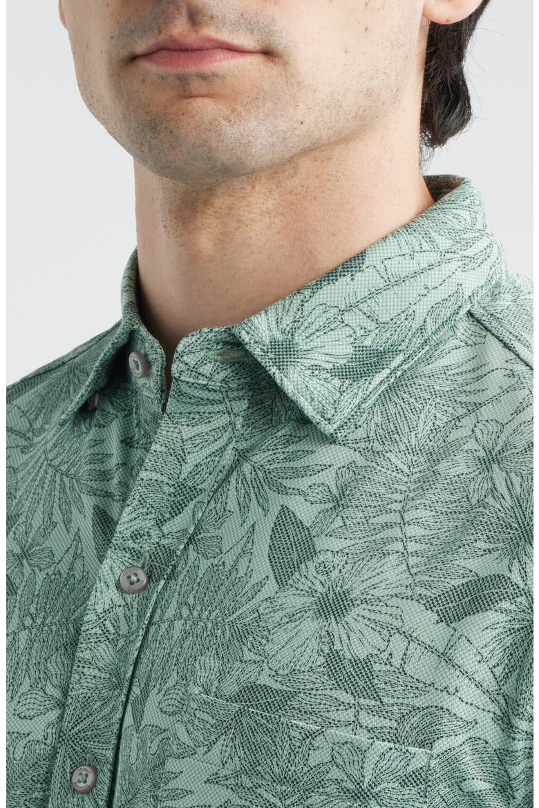 San Lucio Villa Evora IslandZone® Knit Short Sleeve Cotton Blend Button-Up Shirt, Alternate, color, OXIDIZE METAL