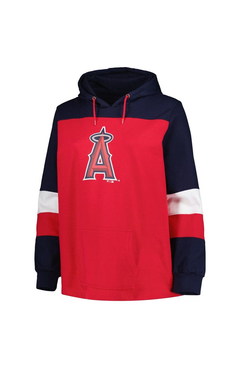 PROFILE Women's Red Los Angeles Angels Plus Size Colorblock Pullover Hoodie, Alternate, color, Red