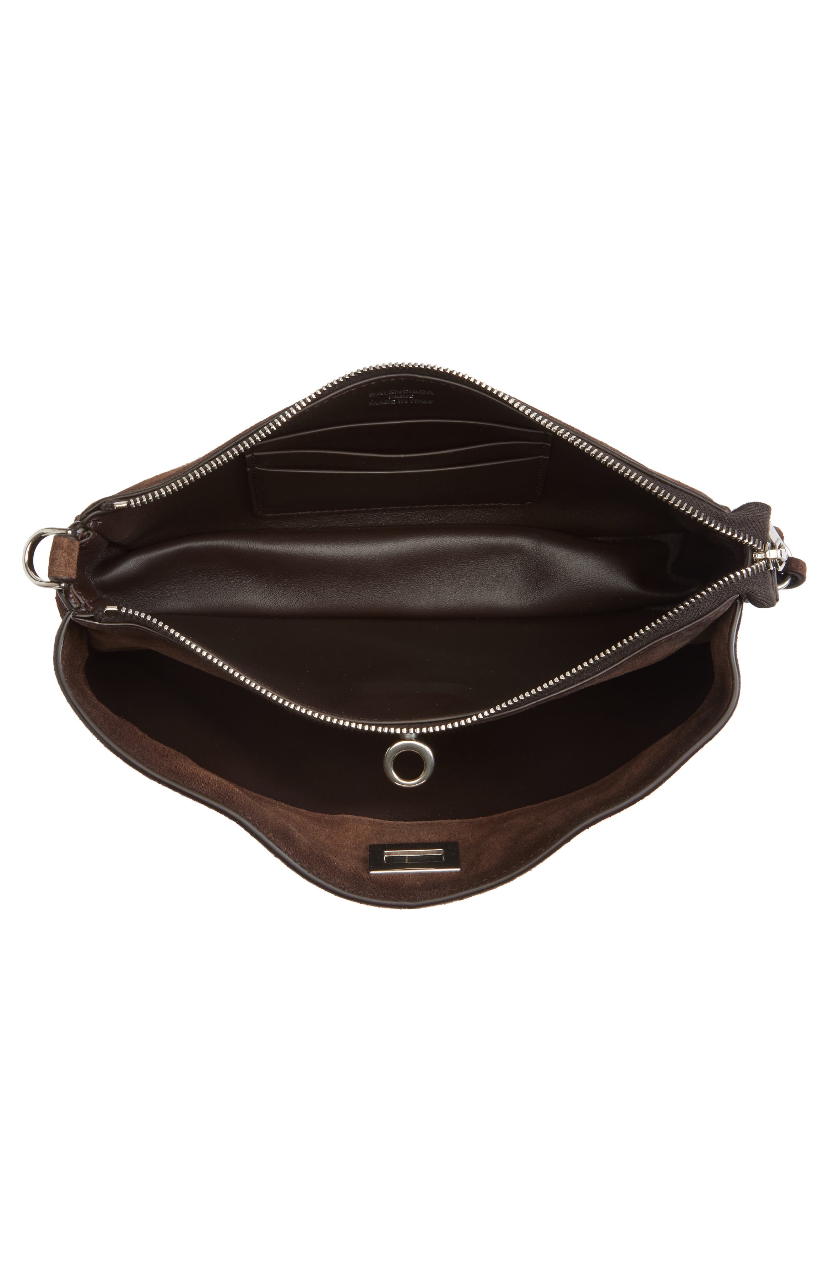 Balenciaga Rodeo Waxed Suede Sling Pouchette, Alternate, color, 2308 Light Espresso