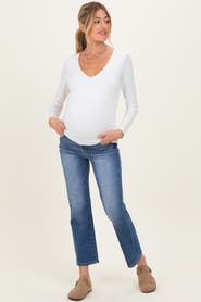 PinkBlush Medium Wash Ankle Straight Leg Maternity Jeans