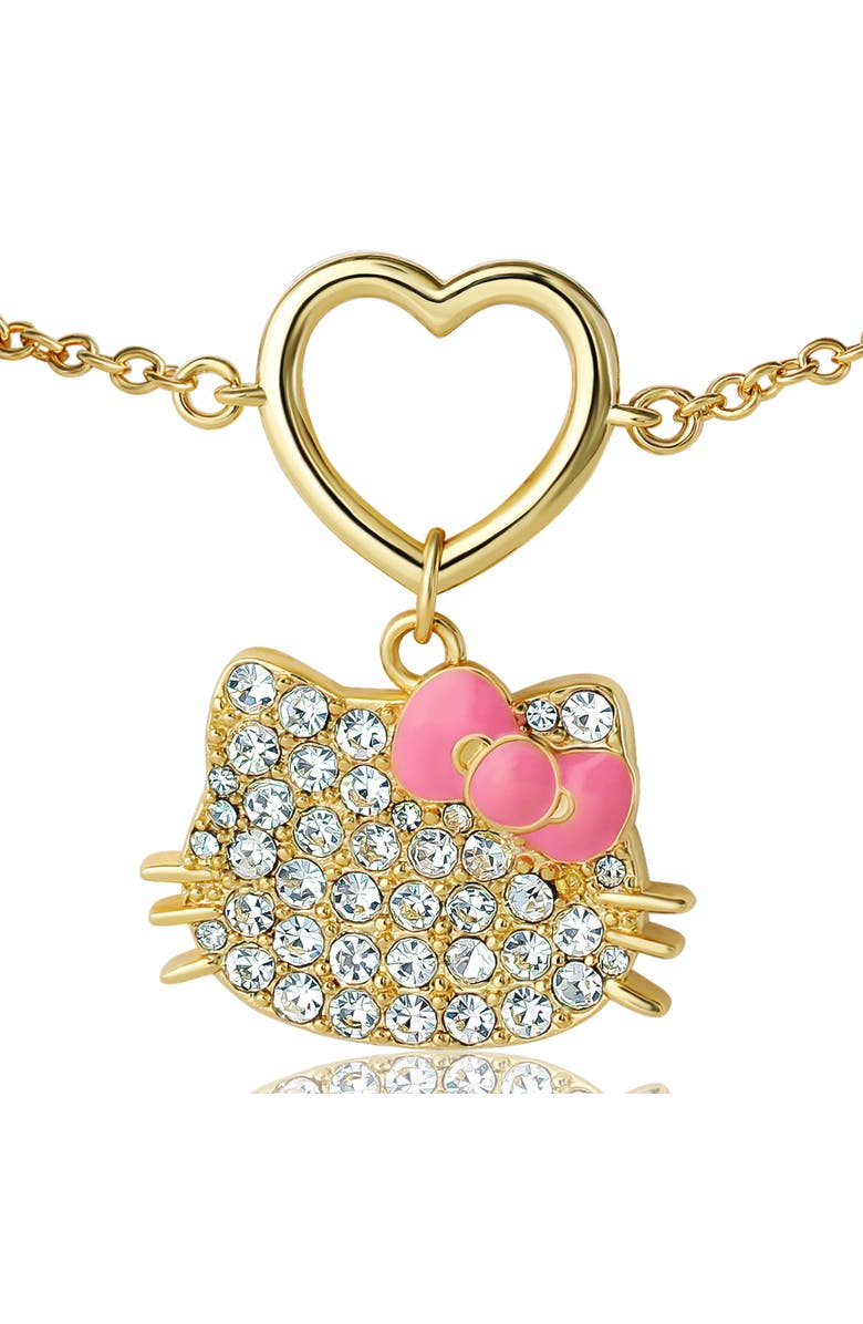 Hello Kitty Pave Heart Charm Bracelet, Alternate, color, Gold