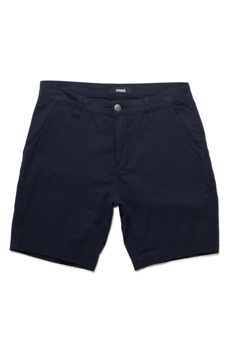 Mavi Jeans Noah Flat Front Seersucker Shorts, Alternate, color, Navy Seersucker