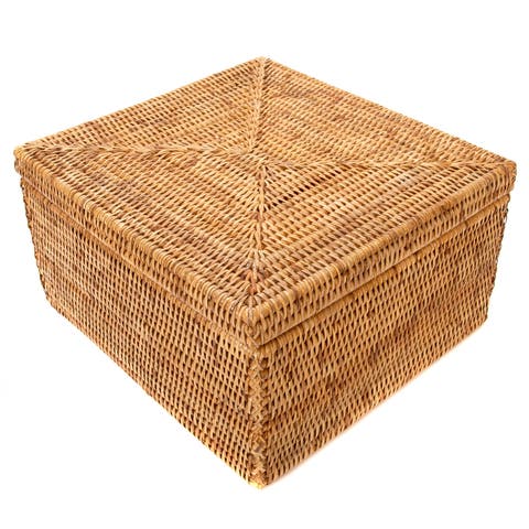 Artifacts Rattan Storage Box with Lid - Flat File Organizer
