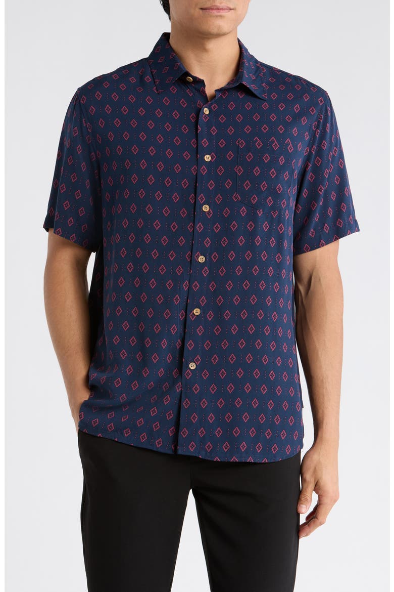 Venice Relaxed Fit Short Sleeve Button-Up Shirt, Main, color, NOCTURNE