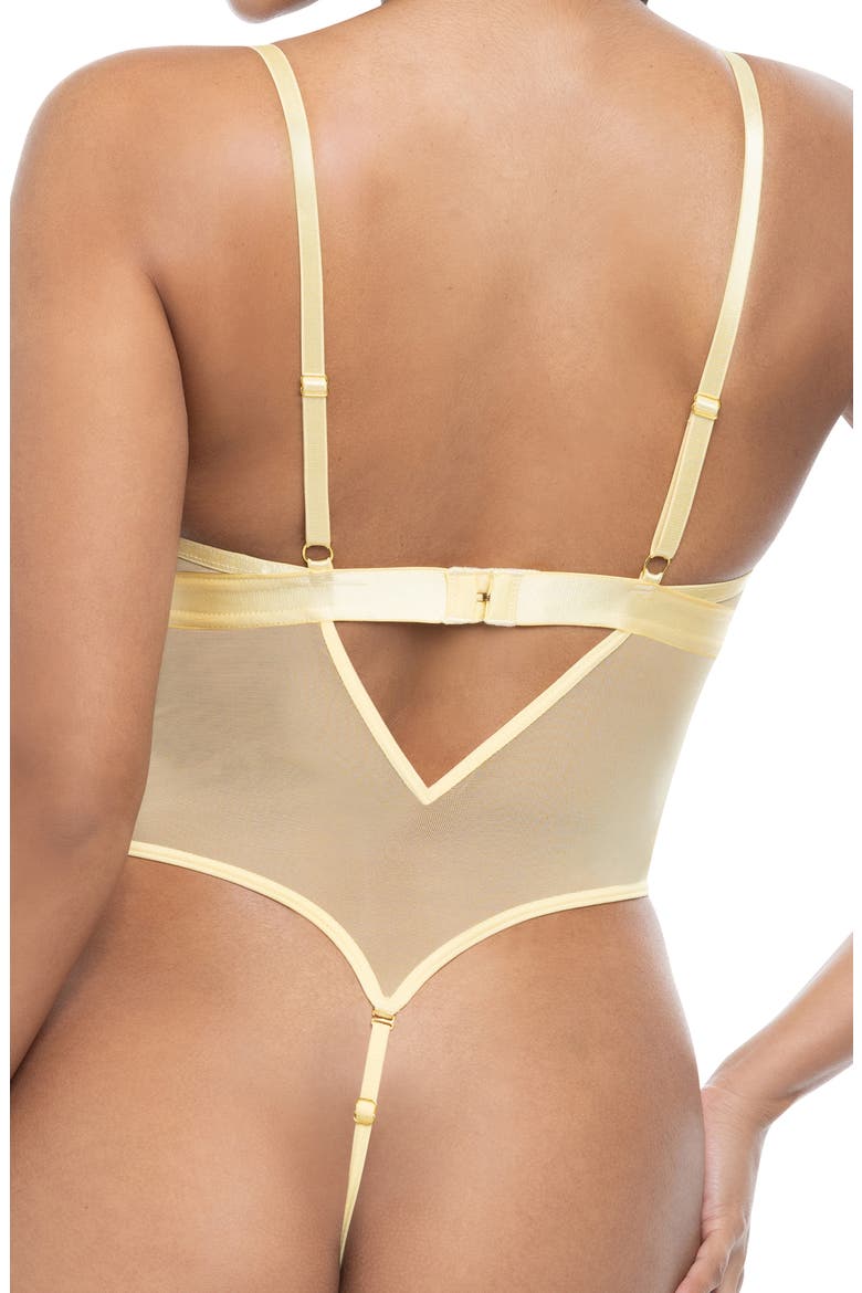 Pilar Embroidered Mesh Underwire Teddy, Alternate, color, BOTANICAL BLOOMS 040/BANANA