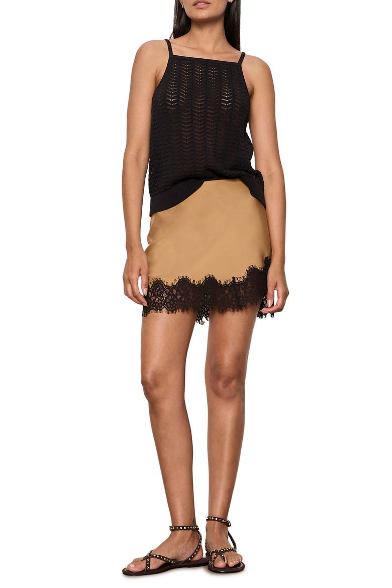 Everyday Satin Lace Miniskirt, Alternate, color, TOASTED COCONUT BROWN