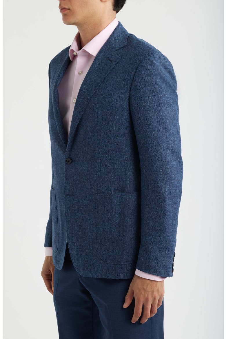 Kei Trim Fit Blue Wool & Cotton Blend Herringbone Sport Coat, Alternate, color, MEDIUM BLUE
