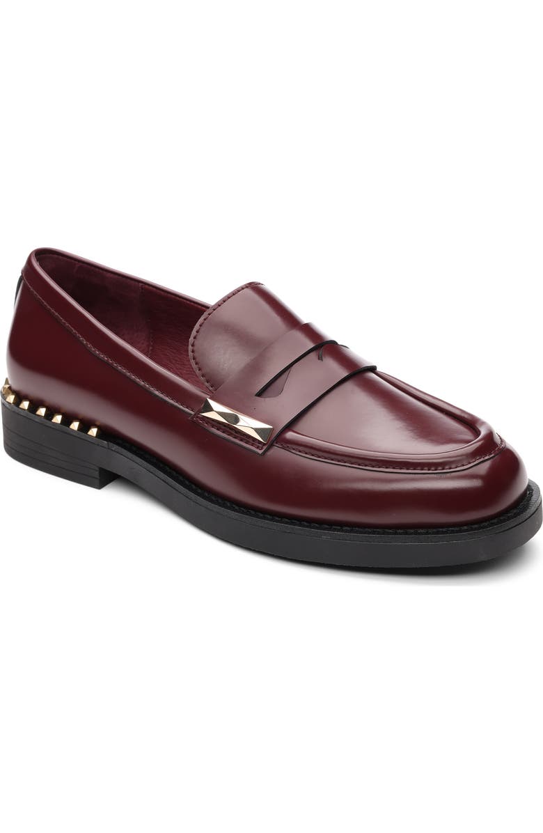 Ash Whisper Stud Penny Loafer, Main, color, Syrah