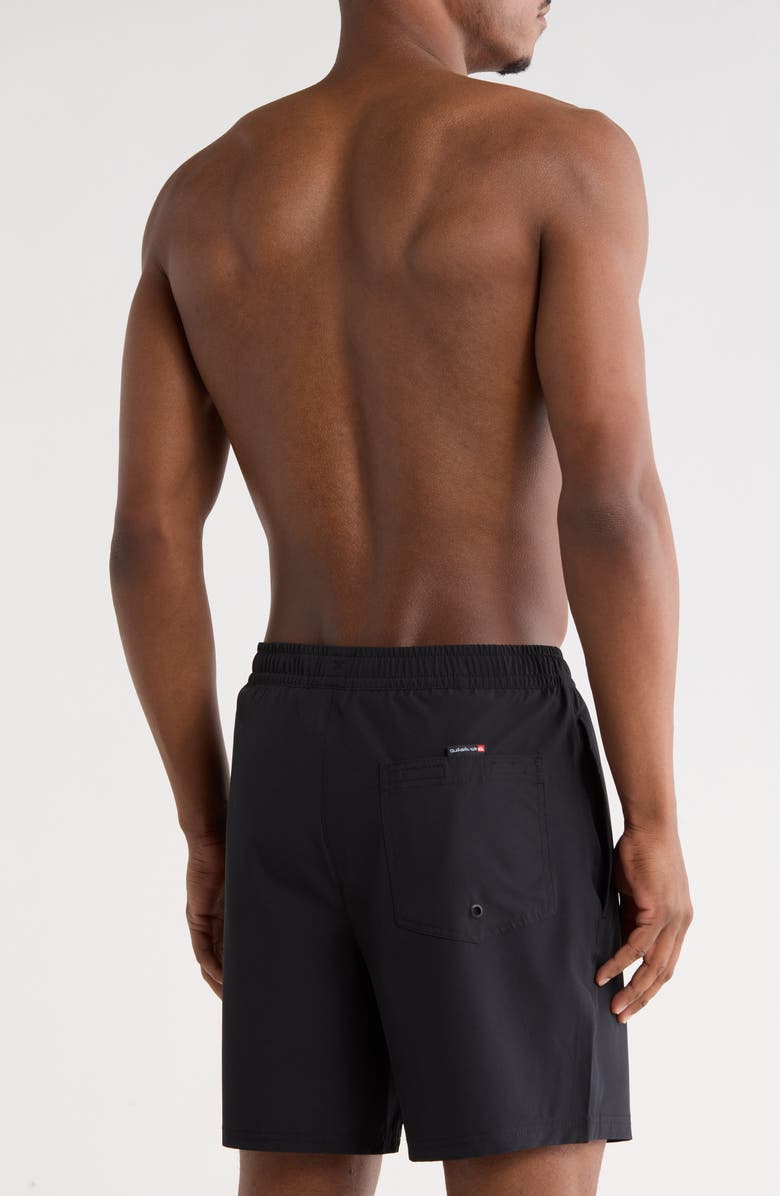 Quiksilver Wind Logo Volley Swim Trunks, Alternate, color, Black