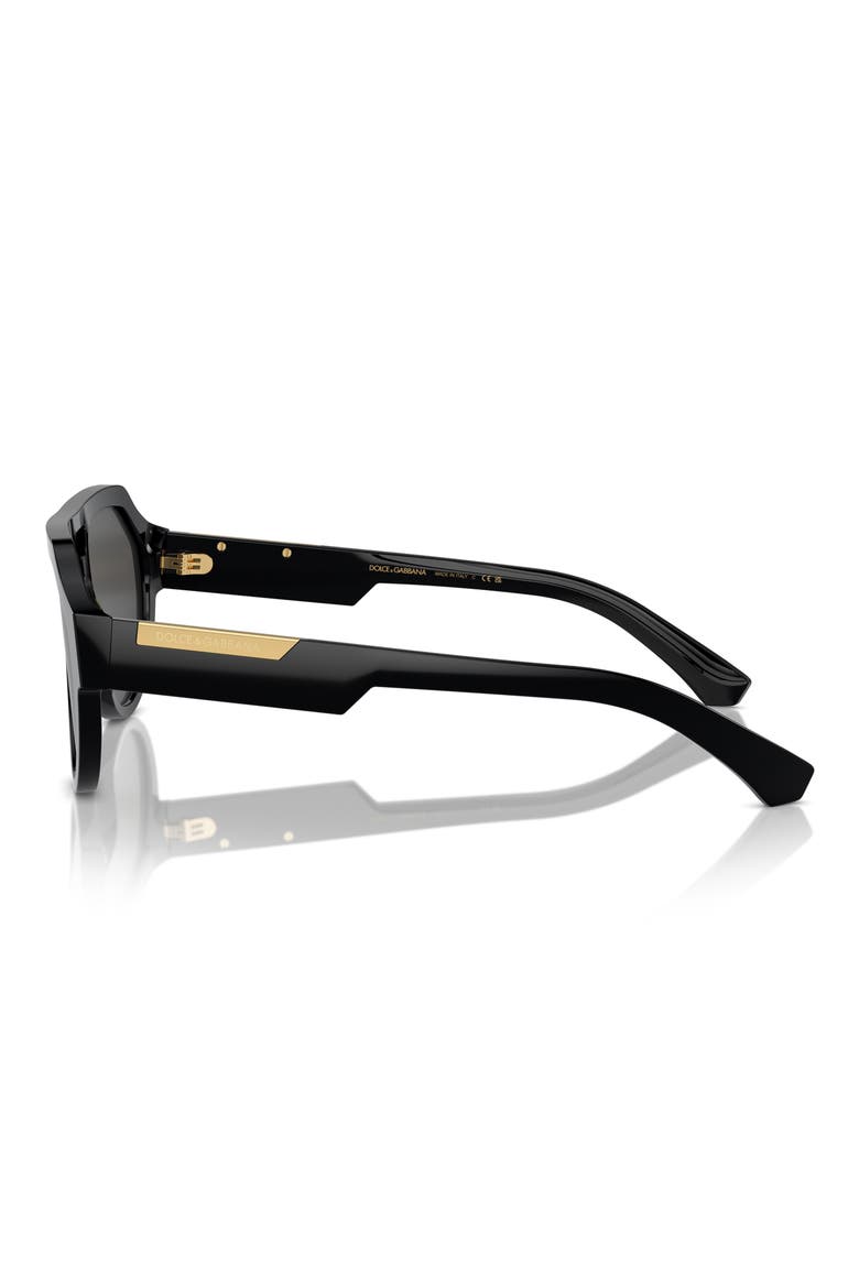 56mm Square Aviator Polarized Sunglasses, Alternate, color, BLACK