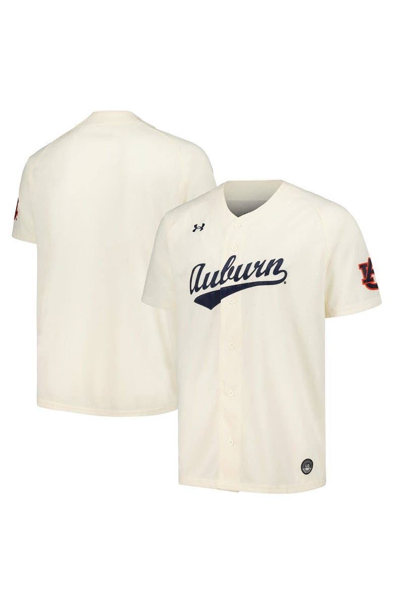 Under Armour Men's Under Armour Cream Auburn Tigers Replica Baseball Jersey, Main, color,