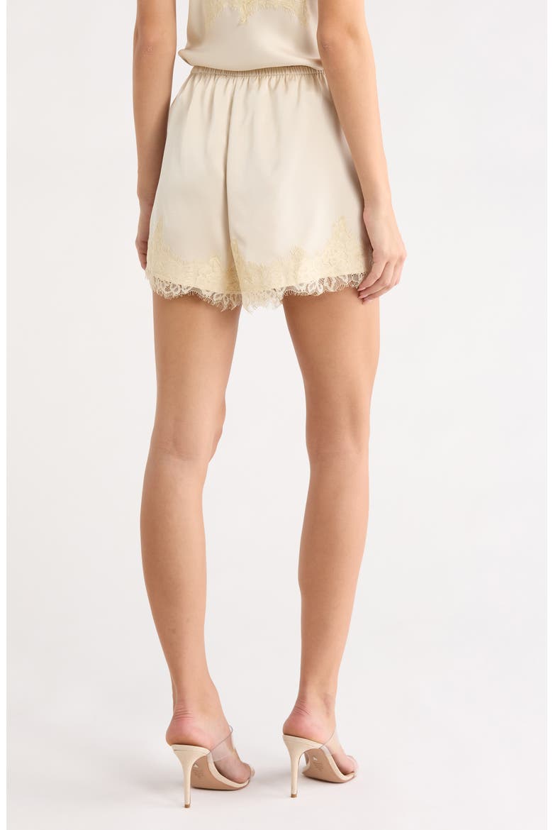 Elaine Lace Trim Matte Satin Shorts, Alternate, color, CREAM