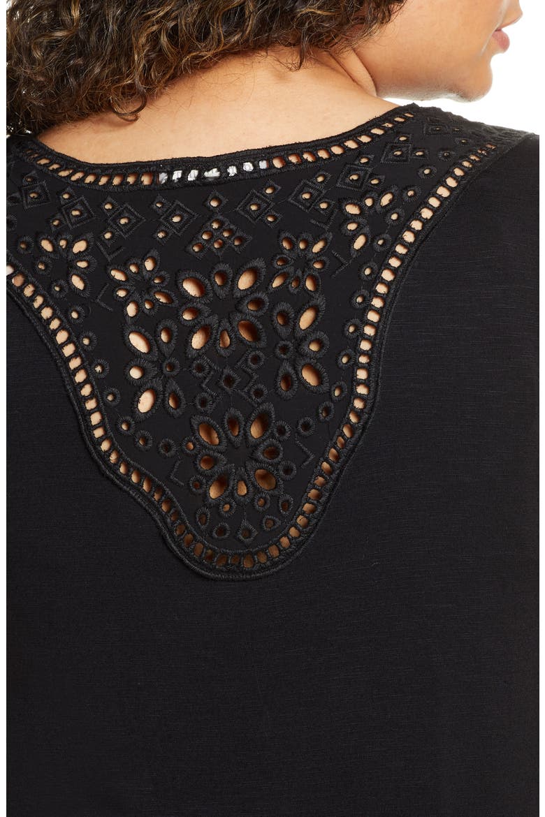 Daniel Rainn Lace Knit Top, Alternate, color, BLACK