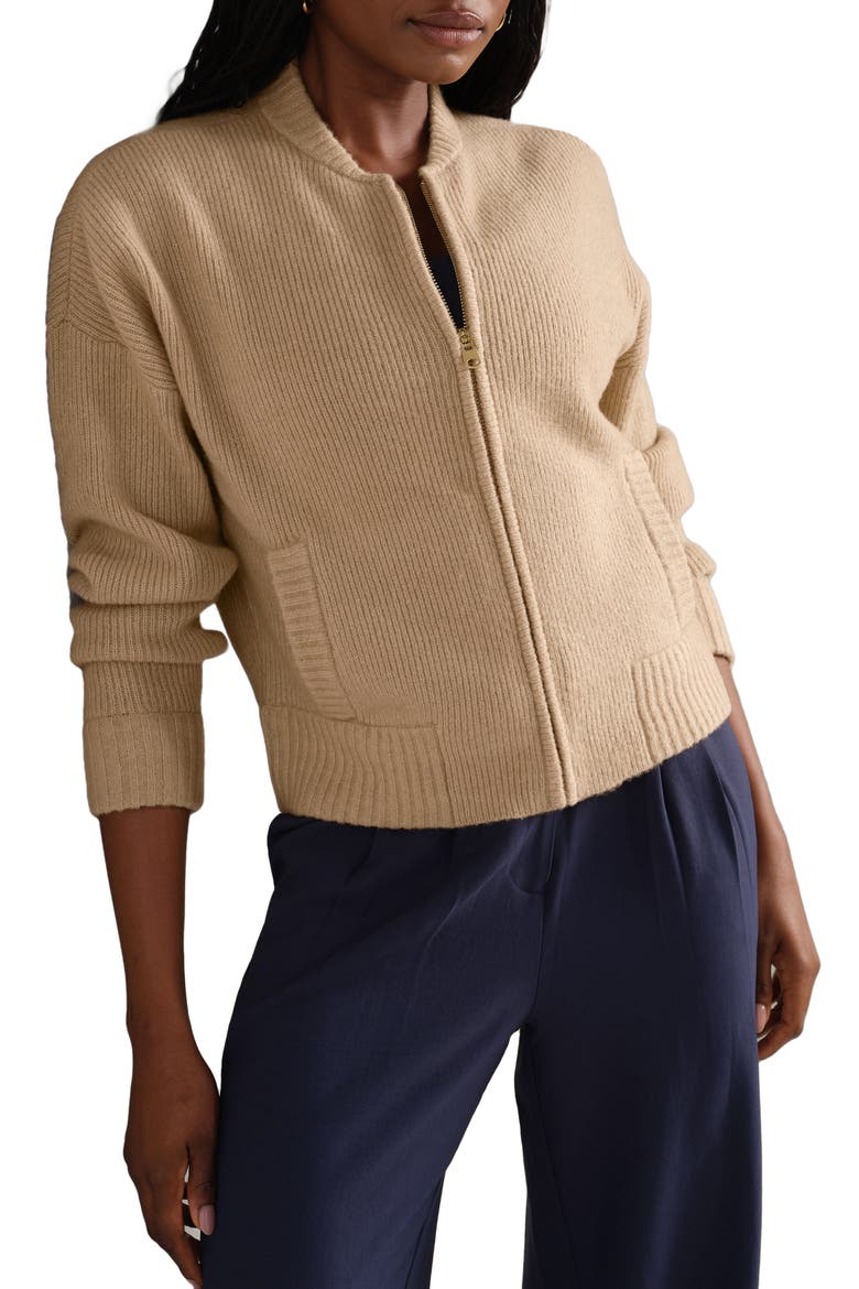 Westside Zip Cardigan, Main, color, CAMEL TAN