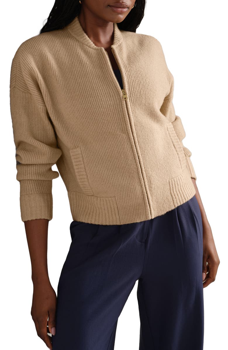 Rhone Westside Zip Cardigan, Main, color, Camel Tan