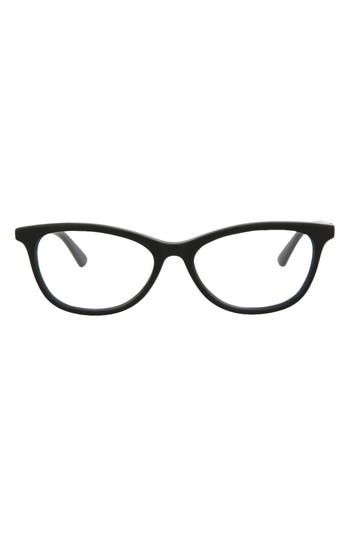 Alexander Mcqueen Mcqueen 50mm Core Oval Optical Glasses In Black Black Transparent