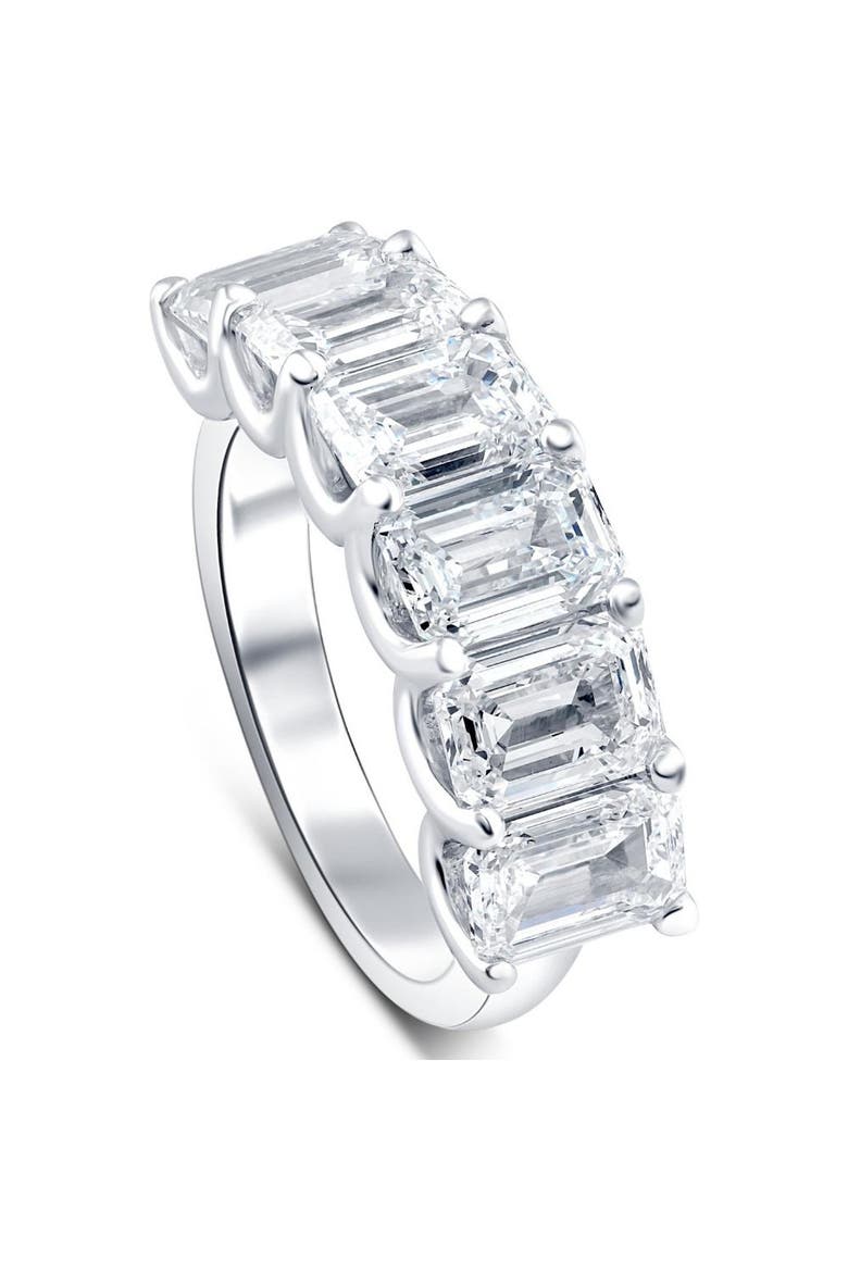 6Ct TW Emerald Cut Diamond Ring U Prong Lab Grown 14k or Gold, Alternate, color, 14k White Gold