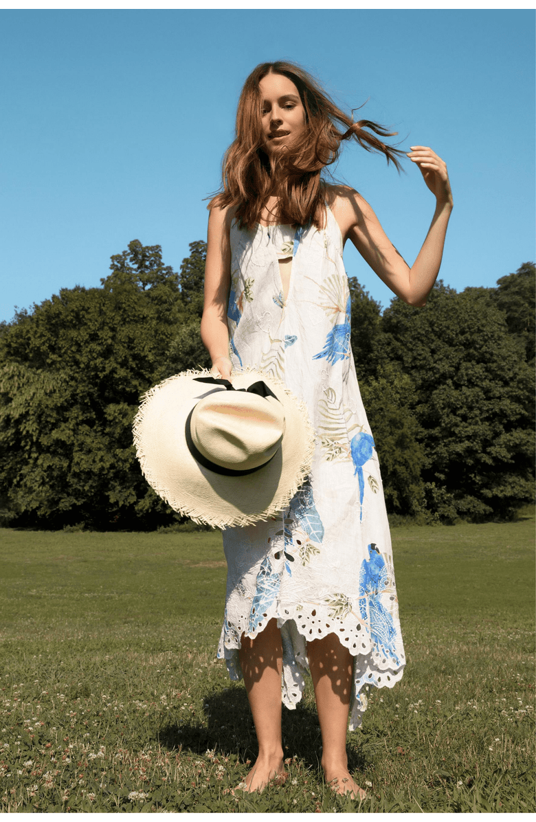 GUADALUPE DESIGN Parrot Dress, Alternate, color, Cream