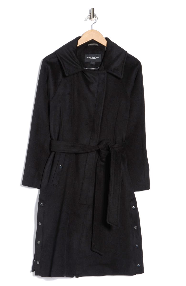 Marc New York Asymmetrical Zip Melton Wool Coat, Alternate, color, Navy